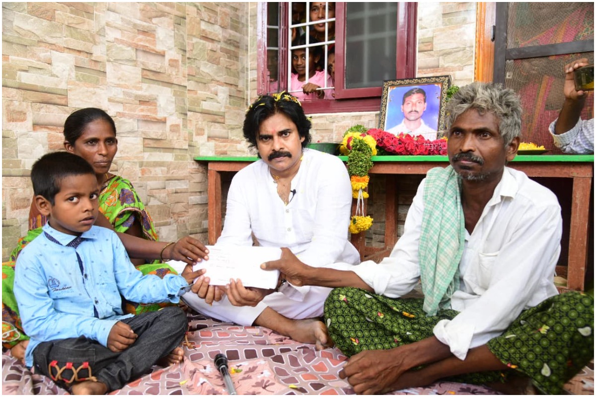 Pawan presented the check to the affected farmer families